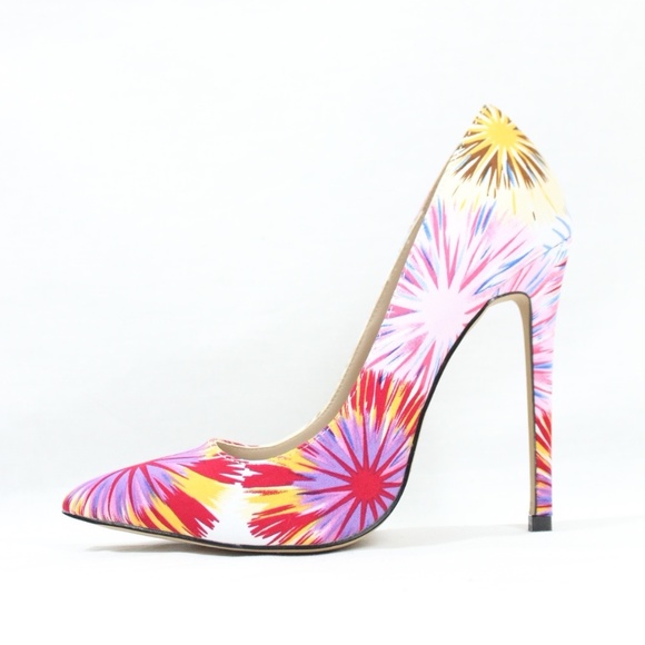 Shoe Republic LA Shoes - Pointy Toe Multi Colored Stiletto High Heel Pumps